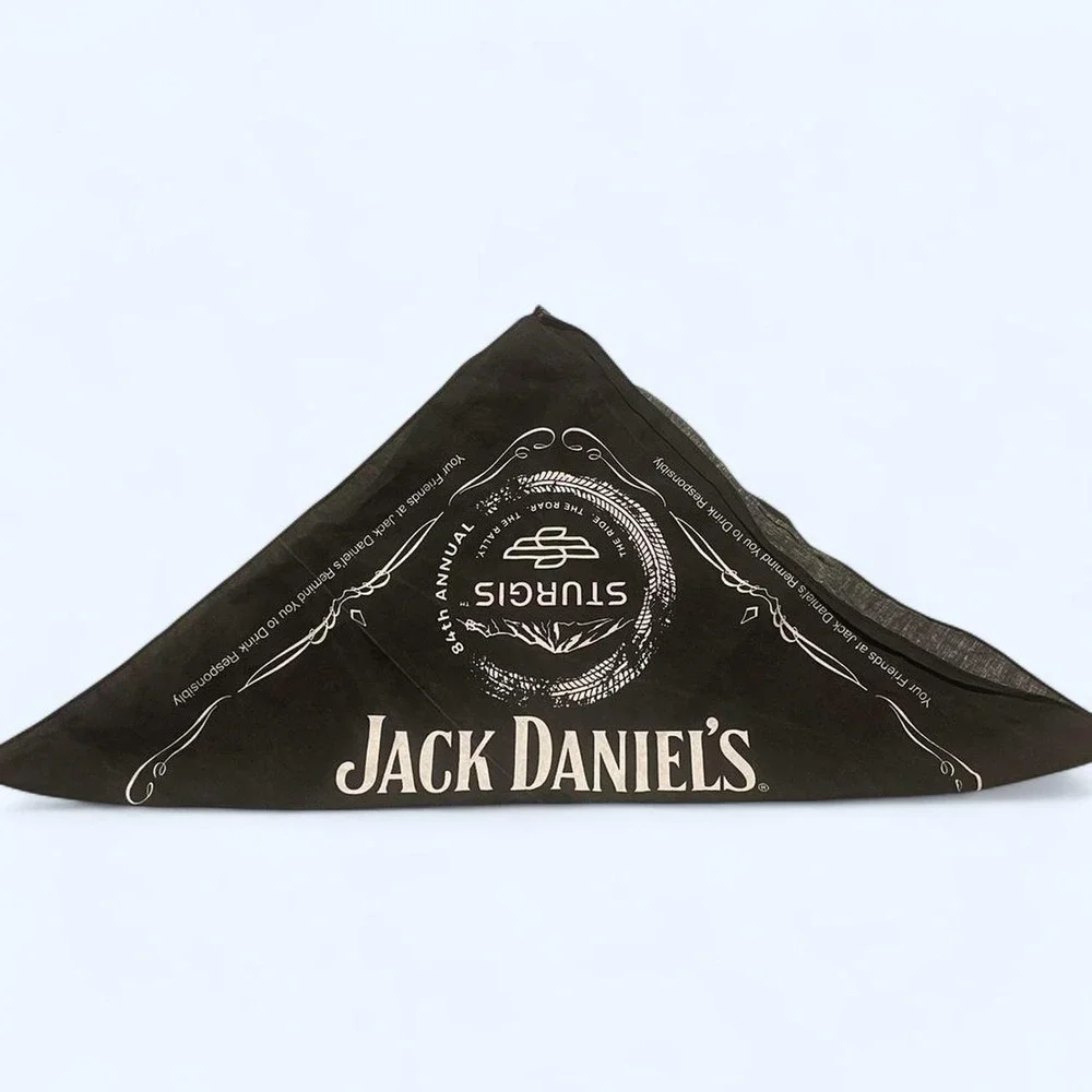 Jack Daniels logo black cotton vintage like bandana